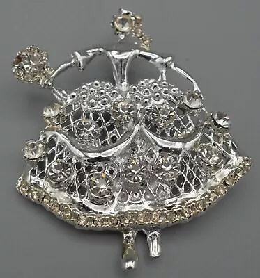 Silver Crystal Vintage Cinderella Princess Brooch • $9.99
