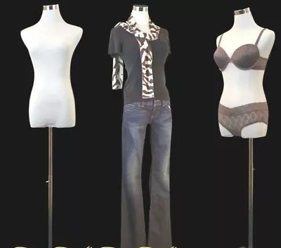 Female Display Manikin Dress Form W. Hips +2 Covers + Stand White/black - PB-5 • $65.50