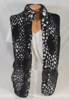 Erin London Women's Black & White Faux Fur Vest-Womens Size M • $14