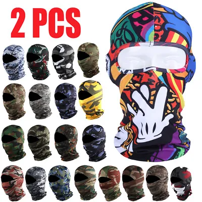 $7.99 • Buy 2 Pcs Balaclava Tactical Full Face Mask UV Protection Ski Sun Hood Cover For Men
