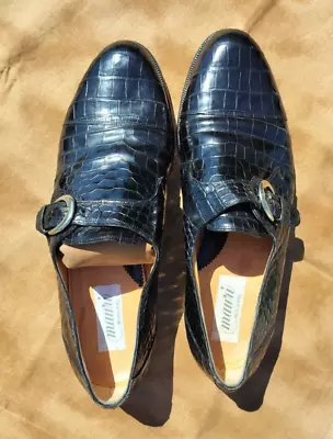 Mauri Men's Italian Made Black Monk Strap Alligator Shoes 12M • $129.99