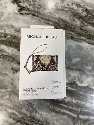 Michael Kors IPhone 4S Black Python Embossed Leather Case Wallet Clutch NIB • $17.46