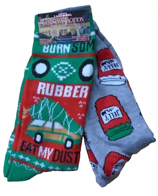 NEW W/ DEFECTS MENS  CHRISTMAS VACATION 2 PAIR HOLIDAY SOCKS  Snag & Hole Defect • $9.74