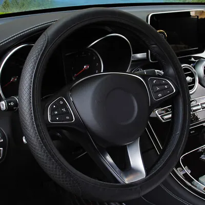  15'' Black PU Leather Car Steering Wheel Cover For Good Grip Auto Accessories • $13.08