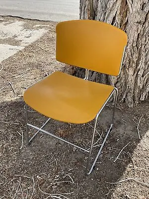 Vintage Steelcase Max-Stacker Chair MCM Atomic Yellow & Chrome Stack Master • $249.95