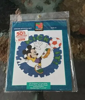 NEW Disney Mickey Mouse Unlimited Cross Stitch Kit  Kick It  Soccer Ball # 36021 • $10.95