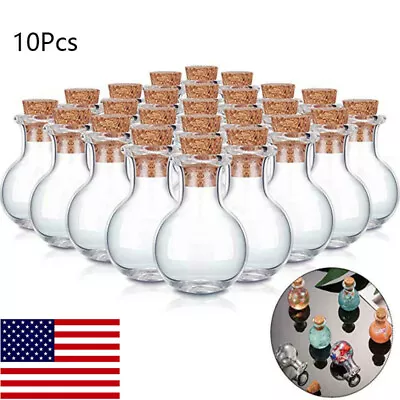 10 X Miniature Glass Bottles / Vials & Cork Stopper Decorative Storage Pendant • $4.03