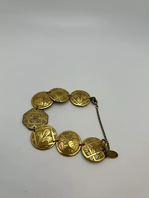 Beautiful Gold Tone Miriam Haskell Coin Bracelet  • £12.06