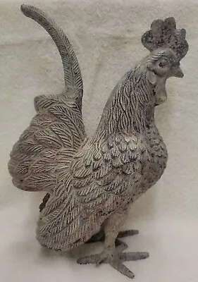 Cast Metal Rooster Rustic Indoor Outdoor Art Decor 11  Barnyard Figure • $42.99