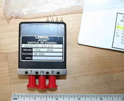 $34.99 • Buy New / NOS Loral RF Coaxial Switch 026-B1347-A1D-6C0 28VDC, SMA.