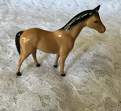 Porcelain Brown And Black Miniature Horse Figurine Decor • $15
