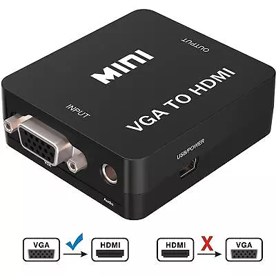 VGA To HDMI Converter 1080P HD Adapter With Audio Cable Fr HDTV PC Laptop TV Box • £5.52