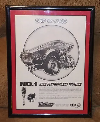 1970's MALLORY SUPER-MAG HIGH PROFORMANCE IGNITION AD - MUSTANG FUNNY CAR - NHRA • $15