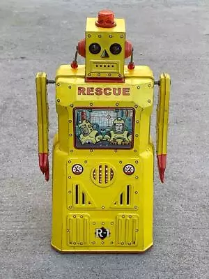 Vintage Rocket USA R-1 Rescue Yellow Tin Metal Robot For Parts Or Repair • $19.95