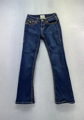 LA Idol Womens Jr Size 5 Dark Wash Low Rise Hemmed Bootcut Denim Jeans • $13.45