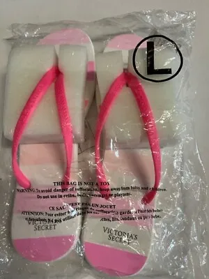 Victoria's Secret  Flip Flop Signature Pink Stripe  L 9-10 New In Sealed Package • $24