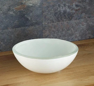 £94 • Buy White Glass Basin Bathroom Sink Countertop Small Round Bowl 280mm Clickbasin