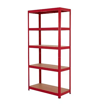 BiGDUG Garage Shelving Unit 5 Tier: 178 X 90 X 40 Cm Red Boltless Shed Storage • £81.99