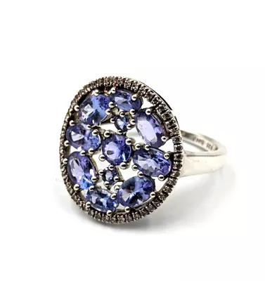 Sterling Silver 925 SNJ Tanzanite White Topaz MCM Style Statement Ring Sz 9 • £68.12