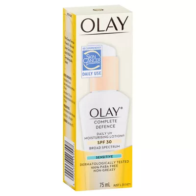 Olay(R) Complete Defence Daily UV Moisturising Lotion Spf 30 Sensitive 75mL • $17.83