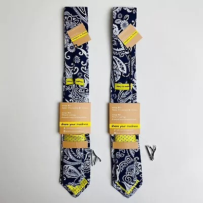 Lot Of 2 Skinny Tie Madness Tie For Men Mister Paisley Piper Color Navy NEW • $14.88