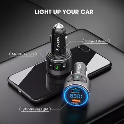 Transmetteur FM Bluetooth Pour Voiture 6 Couleurs RVB V5.0 Rechargeable Neuf • $32.17