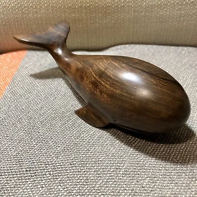 Vintage Ironwood Whale Hand Carved Wood Sculpture Figurine 9  Long • $38