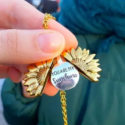 £3.83 • Buy You Are My Sunshine Sunflower Open Locket Pendant Necklace Sweater Chain Women