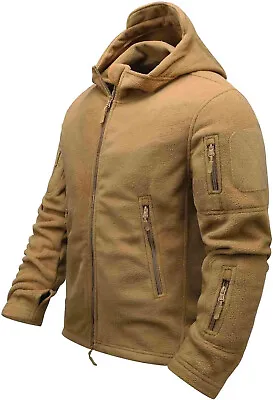 Windproof Mens Fleece Jackets Military Tactical Combat Hoodies Khaki • £17