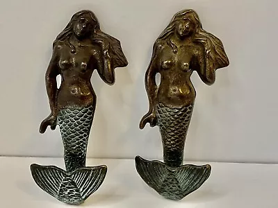 Set Of 2 SPI San Pacific Int'l Metal Mermaid Hanging Wall Hooks 6 Inches Tall • $27.95