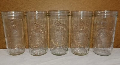 $26.97 • Buy Lot Of 5 ~ Ball Widemouth Glass Mason Canning Jars Freezer/Fruit Sculptured   -N