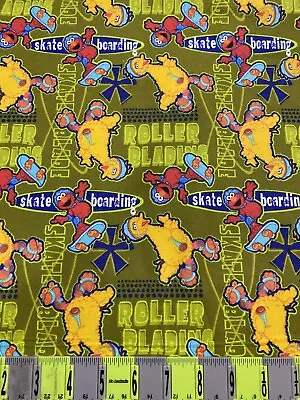 Sesame Street Elmo Big Bird Skateboard Cotton Flannel Fabric By The Yard • $3.99