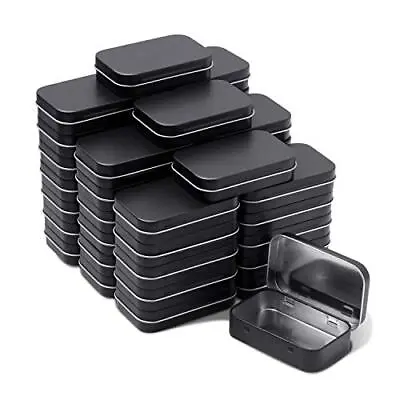 40 Pack Metal Rectangular Hinged Tins Matte Black Mini Portable Box Containers • $32.50