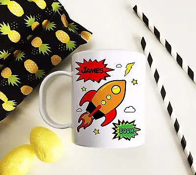£10.99 • Buy Personalised Rocket Plastic Mug Children's Birthday Gift Juice Cup Any Name