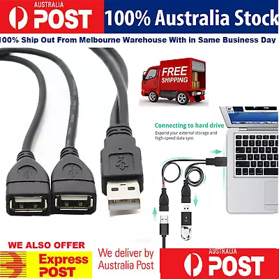 $7.94 • Buy Double USB Extension A Male To Female Y Cable Cord Power Adapter Splitter Switch