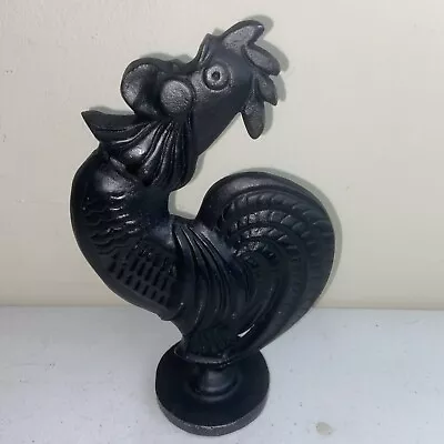 Vintage Black Cast Iron Metal Crowing Rooster  2 Sided 8  Country Decor • $10.97