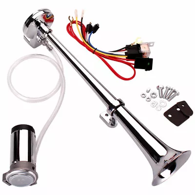 Car Air Horn With Compress 12V 150db Train Horn Kit For Truck Car 18  Trumpet • $43.09