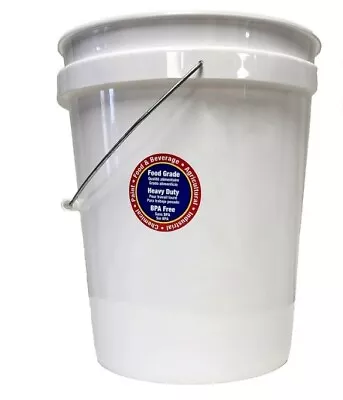 One 5 Gallon Round Utility Bucket WITH LID Comfort Handle Plastic White Color • $19.99