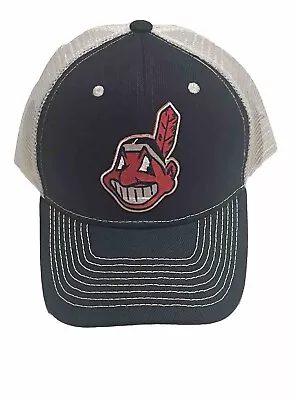 Vintage Cleveland Indians Chief Wahoo SnapBack Hat Navy Adjustable White UV • $22.95