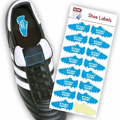 $11.03 • Buy UltraStick Shoe Nametapes/Tag Waterproof Stickers Personalised Football - SKY