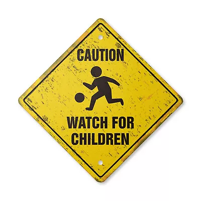 Caution Watch For Children Vintage Crossing Sign Xing Plastic Rustic Slow Playin • $25.98