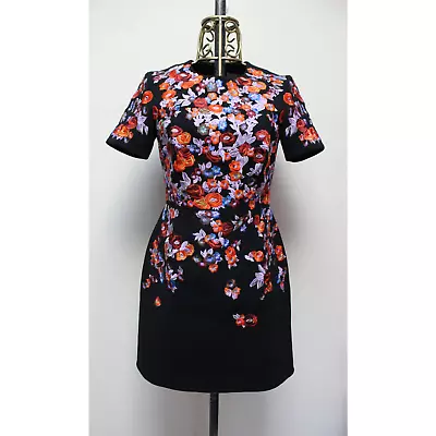 Mary Katrantzou Black Floral Embroidered Sheath Dress Size 4 • $249