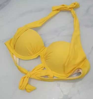 £7.99 • Buy Halter Neck Bandeau Bikini Top UK 12 40 L Studio Bright Yellow 2 Ways Silicone 