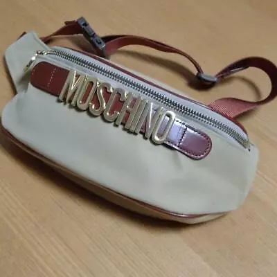 Auth MOSCHINO Vintage Nylon Canvas Waist Pouch Fanny Pack Bag Beige Excellent • $184