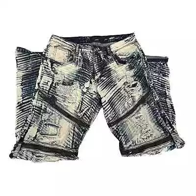 Decibel Mens Distressed Bleached Denim Jeans 36 X 32 Ripped Zippers  • $45