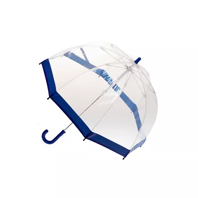 Clifton Kids 67cm Clear PVC Dome/Birdcage Umbrella Wind Resistant Navy Border • $29.95