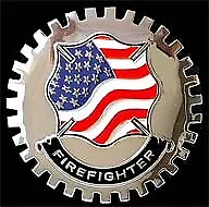 New Vintage FireFighter Car/Truck Grill Grille Badge- Chromed Brass- Great Gift! • $26.95