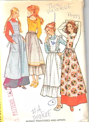 70s Apron Bib Jumper Maxi Dress Ruffles Pattern McCall's 2925 Misses Sz 8-10 Cut • $9.99