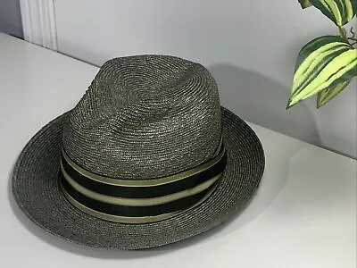 Vintage TOWNCRAFT Plus 50's 60's Mens Fedora Hat 7 1/8 Fine Braid Straw Mad Men • $69.99