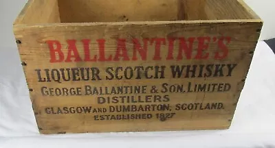 Vintage Ballantine's Scotch Whisky  Crate - Antique Wooden Box - Wood Case • $69.99